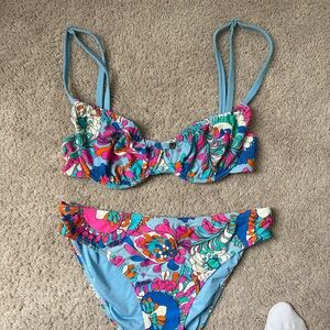 Kate Spade Blue and Pink Floral Bikini